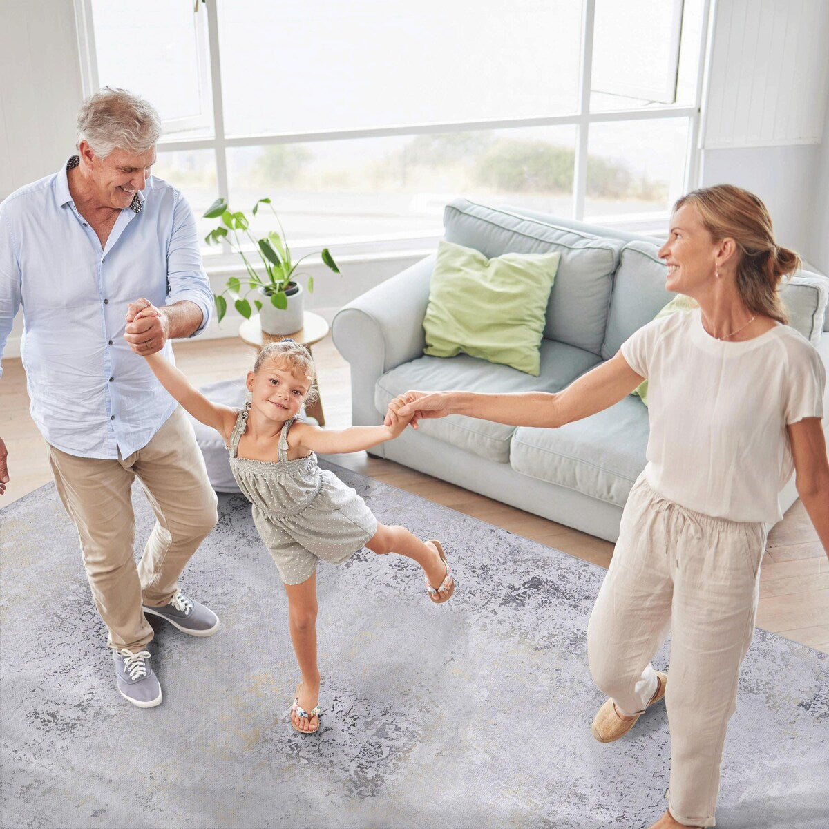 Area Rugs 5x8 Living Room,Washable Rug,Low-Pile,Non-Slip,Non-Shedding,Foldable,Kid & Pet Friendly for living room - 6' x 7'