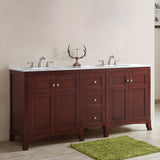 Arezzo 72-Inch Double Vanity in Antique Cherry with Carrara White Marble Top without Mirror