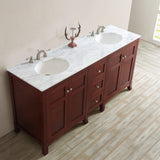 Arezzo 72-Inch Double Vanity in Antique Cherry with Carrara White Marble Top without Mirror