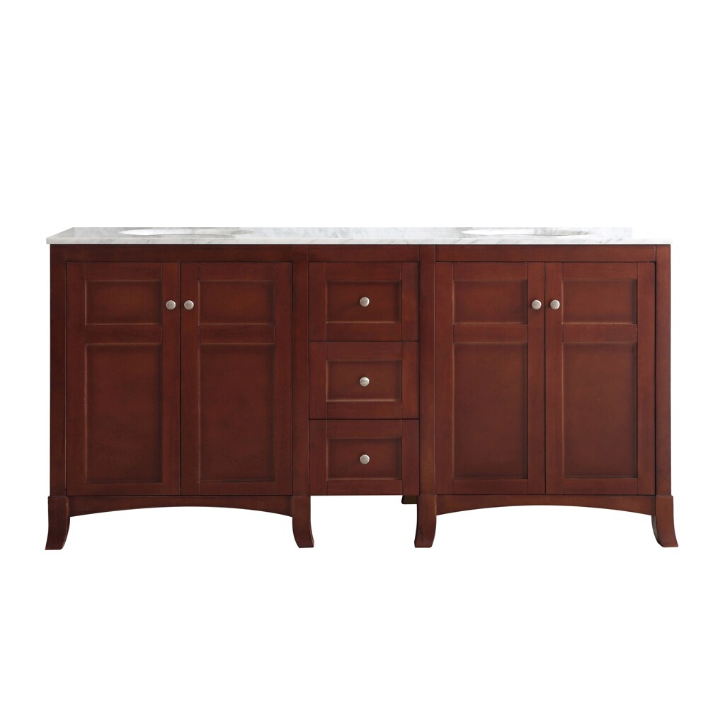 Arezzo 72-Inch Double Vanity in Antique Cherry with Carrara White Marble Top without Mirror