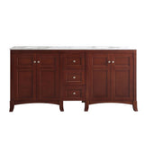 Arezzo 72-Inch Double Vanity in Antique Cherry with Carrara White Marble Top without Mirror