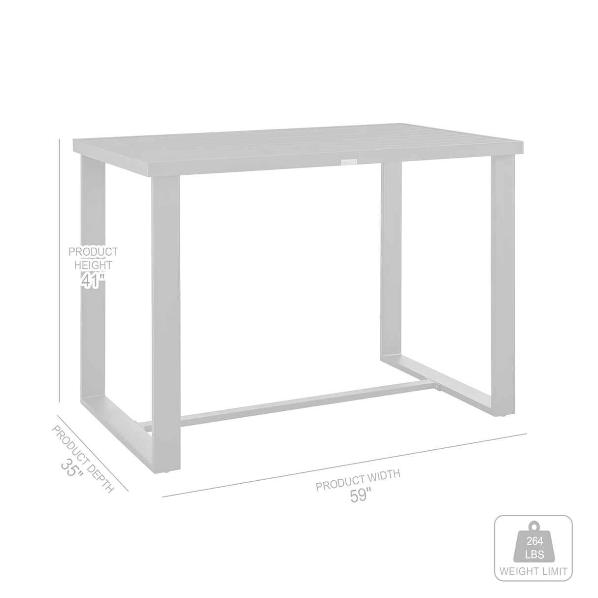 Argiope Outdoor Patio Bar Height Dining Table in Dark Grey Aluminum
