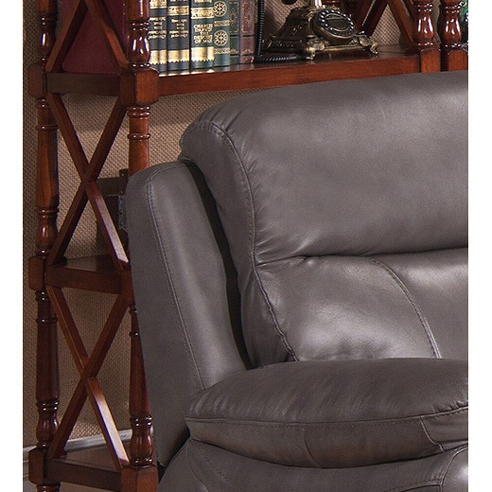 Argo Grey Premium Top Grain Leather Lay Flat Reclining Sofa and Loveseat