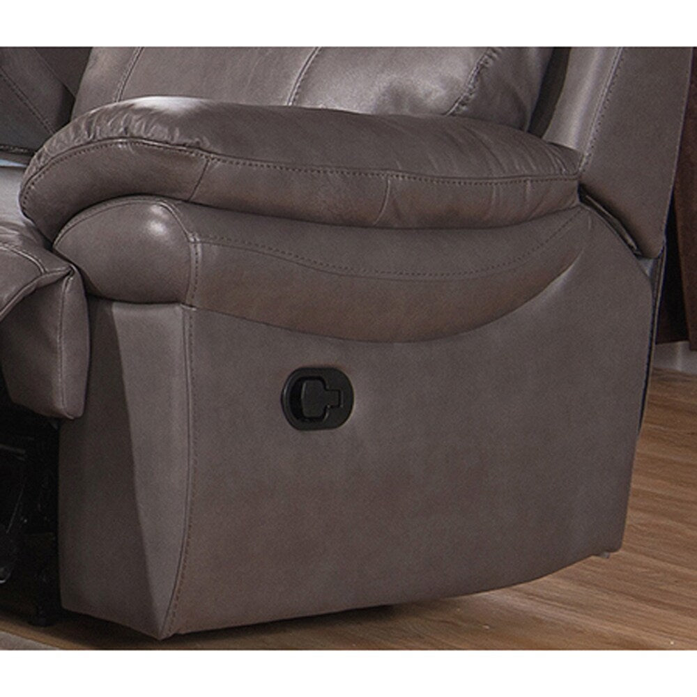 Argo Grey Premium Top Grain Leather Lay Flat Reclining Sofa and Loveseat