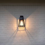 Gama Sonic Aria 1-Light Black Modern Outdoor Solar Wall Sconce Lantern