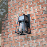 Gama Sonic Aria 1-Light Black Modern Outdoor Solar Wall Sconce Lantern