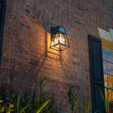 Gama Sonic Aria 1-Light Black Modern Outdoor Solar Wall Sconce Lantern