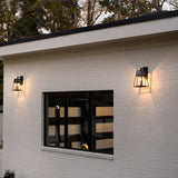 Gama Sonic Aria 1-Light Black Modern Outdoor Solar Wall Sconce Lantern