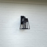 Gama Sonic Aria 1-Light Black Modern Outdoor Solar Wall Sconce Lantern