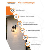 Gama Sonic Aria 1-Light Black Modern Outdoor Solar Wall Sconce Lantern