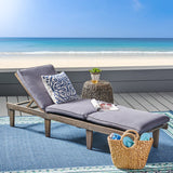 Ariana Acacia Wood Outdoor Chaise Lounge with Cushion by Christopher Knight Home - N/A