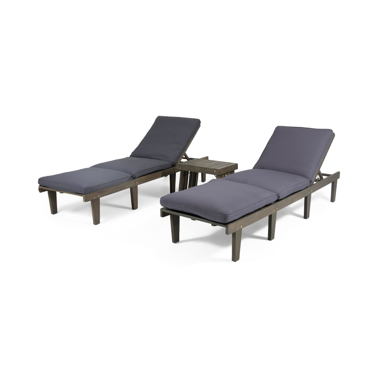 Ariana Outdoor Acacia Wood 3 Piece Chaise Lounge Set with Water-Resistant Cushions by Christopher Knight Home