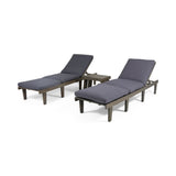 Ariana Outdoor Acacia Wood 3 Piece Chaise Lounge Set with Water-Resistant Cushions by Christopher Knight Home