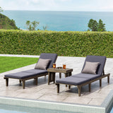 Ariana Outdoor Acacia Wood 3 Piece Chaise Lounge Set with Water-Resistant Cushions by Christopher Knight Home