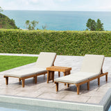 Ariana Outdoor Acacia Wood 3 Piece Chaise Lounge Set with Water-Resistant Cushions by Christopher Knight Home