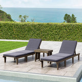 Ariana Outdoor Acacia Wood 3 Piece Chaise Lounge Set with Water-Resistant Cushions by Christopher Knight Home