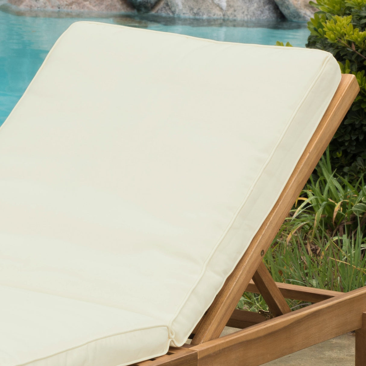 Ariana Outdoor Cushioned Acacia Chaise Lounges (Set of 2) by Christopher Knight Home