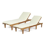 Ariana Outdoor Cushioned Acacia Chaise Lounges (Set of 2) by Christopher Knight Home