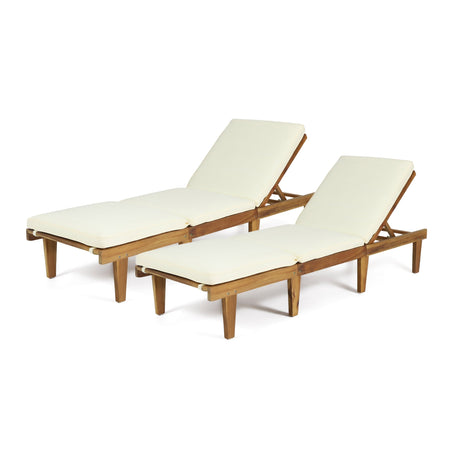 Ariana Outdoor Cushioned Acacia Chaise Lounges (Set of 2) by Christopher Knight Home