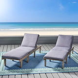 Ariana Outdoor Cushioned Acacia Chaise Lounges (Set of 2) by Christopher Knight Home