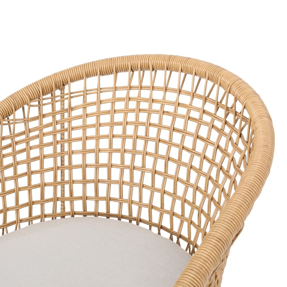 Arias Outdoor Wicker Club Chair with Cushion (Set of 2) by Christopher Knight Home