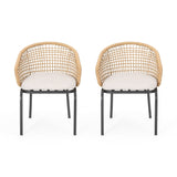 Arias Outdoor Wicker Club Chair with Cushion (Set of 2) by Christopher Knight Home
