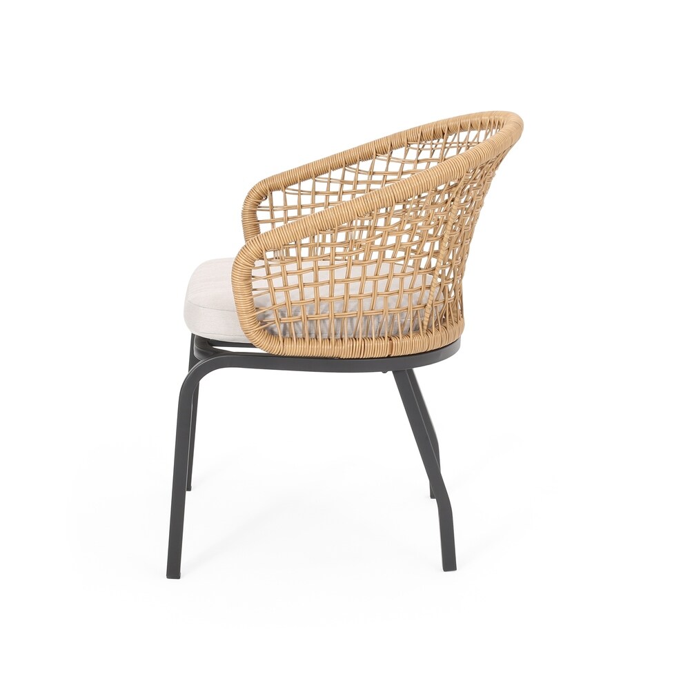 Arias Outdoor Wicker Club Chair with Cushion (Set of 2) by Christopher Knight Home