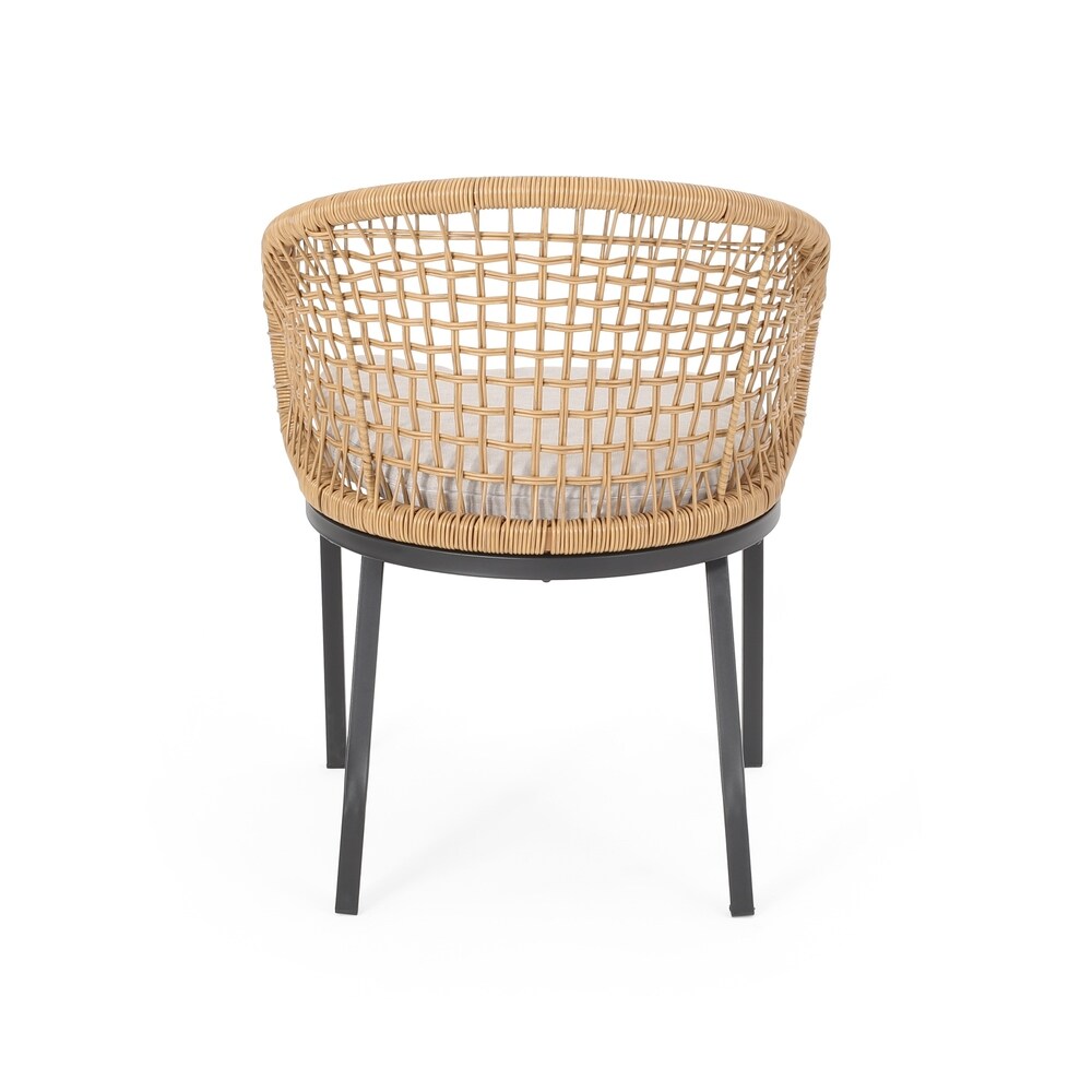Arias Outdoor Wicker Club Chair with Cushion (Set of 2) by Christopher Knight Home