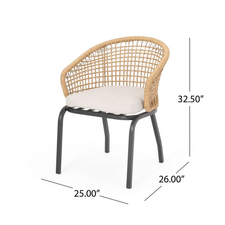 Arias Outdoor Wicker Club Chair with Cushion (Set of 2) by Christopher Knight Home
