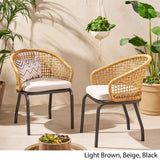 Arias Outdoor Wicker Club Chair with Cushion (Set of 2) by Christopher Knight Home