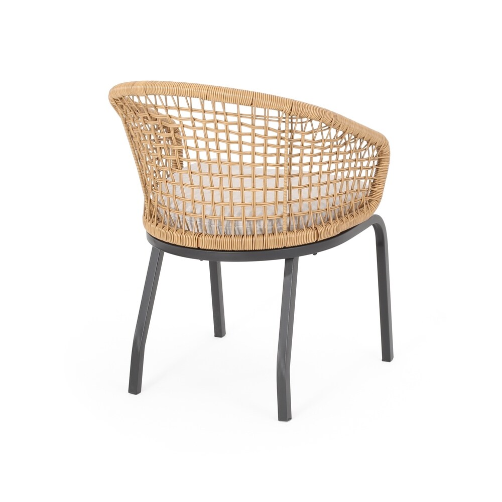 Arias Outdoor Wicker Club Chair with Cushion (Set of 2) by Christopher Knight Home