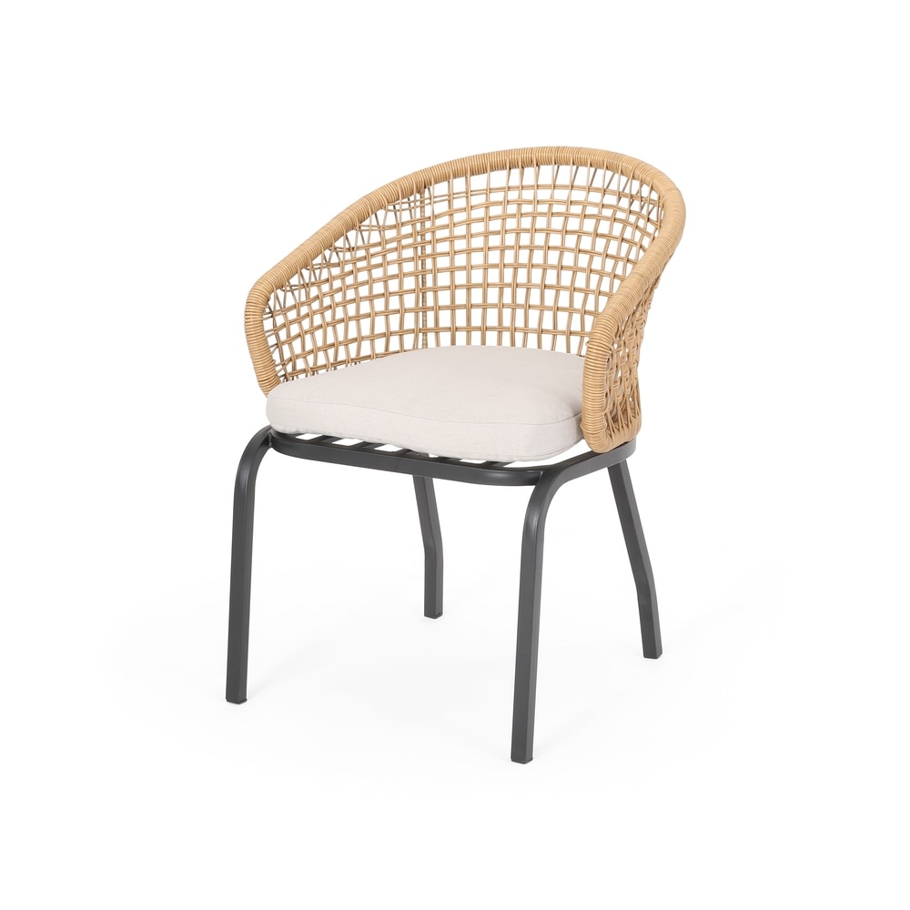 Arias Outdoor Wicker Club Chair with Cushion (Set of 2) by Christopher Knight Home