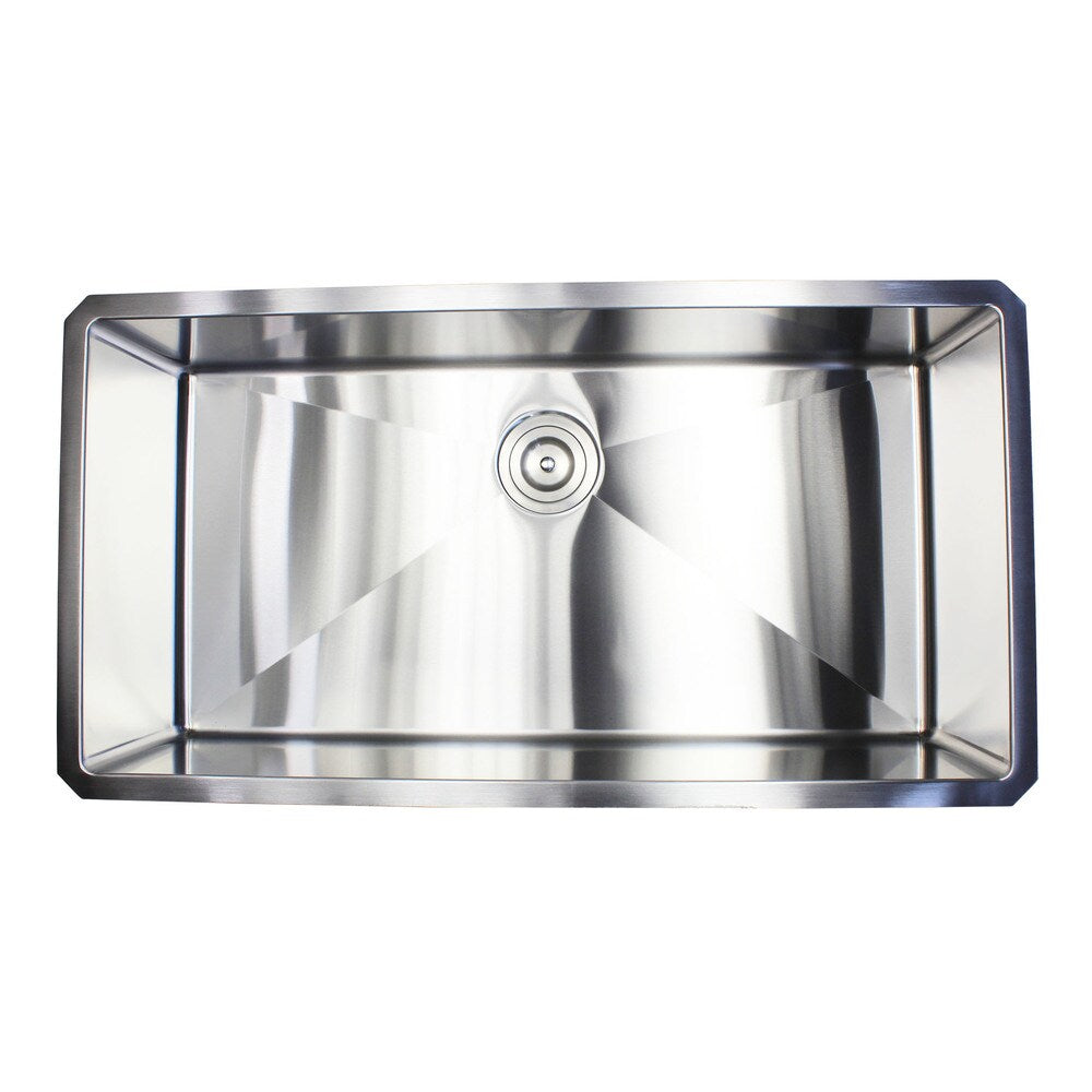 36-inch Stainless Steel Single Bowl 15mm Radius Undermount Kitchen Sink with Accessories