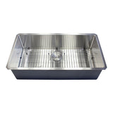 36-inch Stainless Steel Single Bowl 15mm Radius Undermount Kitchen Sink with Accessories