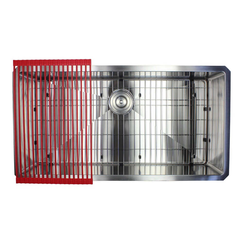 36-inch Stainless Steel Single Bowl 15mm Radius Undermount Kitchen Sink with Accessories