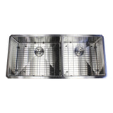 42" Stainless Steel 15mm Radius Double 60/40 Bowl 16 Gauge Undermount Kitchen Sink Complete Combo Accessories