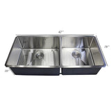 42" Stainless Steel 15mm Radius Double 60/40 Bowl 16 Gauge Undermount Kitchen Sink Complete Combo Accessories