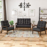 Aries Mid Century 3 Piece 4 Seater Fabric Chat Set by Christopher Knight Home