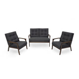 Aries Mid Century 3 Piece 4 Seater Fabric Chat Set by Christopher Knight Home