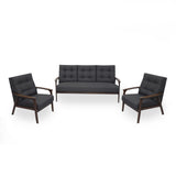 Aries Mid Century 3 Piece 5 Seater Fabric Chat Set by Christopher Knight Home