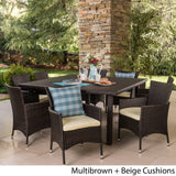Aristo Outdoor 9-piece Square Wicker Dining Set with Cushions by Christopher Knight Home