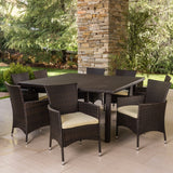 Aristo Outdoor 9-piece Square Wicker Dining Set with Cushions by Christopher Knight Home
