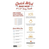 Arkwright Qwick Wick 12-Piece Bar Mop Towels - 16x19