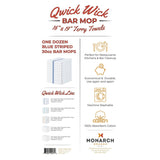 Arkwright Qwick Wick 12-Piece Bar Mop Towels - 16x19