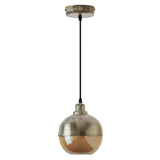 Arla River of Goods Silver and Amber Globe-Shaped Retro Pendant Lamp - 6.8" x 6.8" x 10.25/69.25"