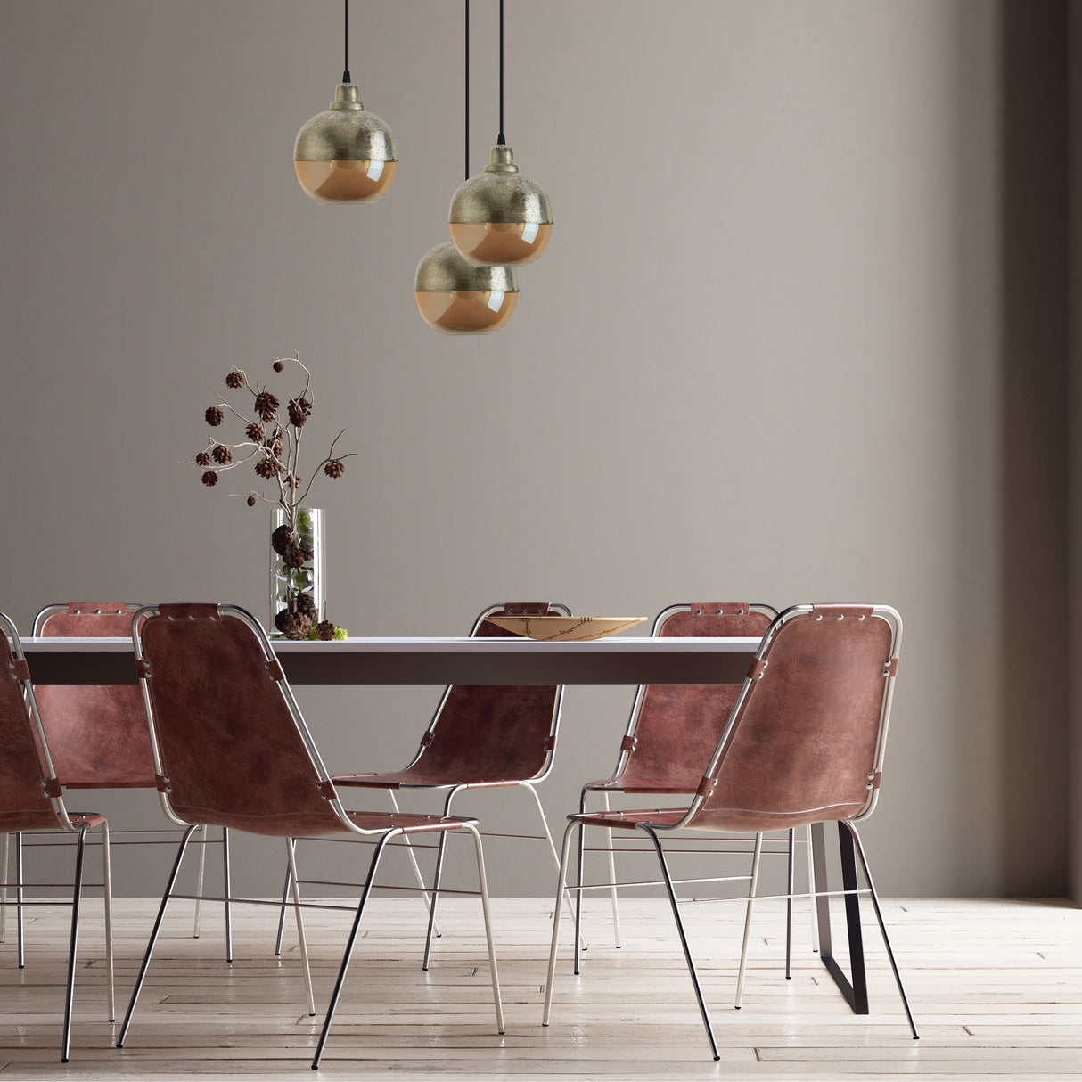 Arla River of Goods Silver and Amber Globe-Shaped Retro Pendant Lamp - 6.8" x 6.8" x 10.25/69.25"
