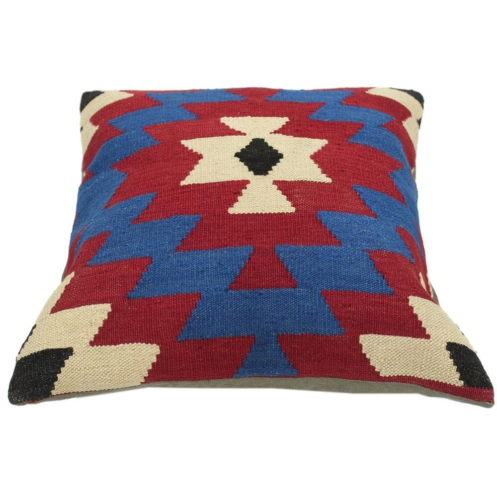 Arlinda Beige/Red Hand-Woven Kilim Throw Pillow - 1'8 x 1'8