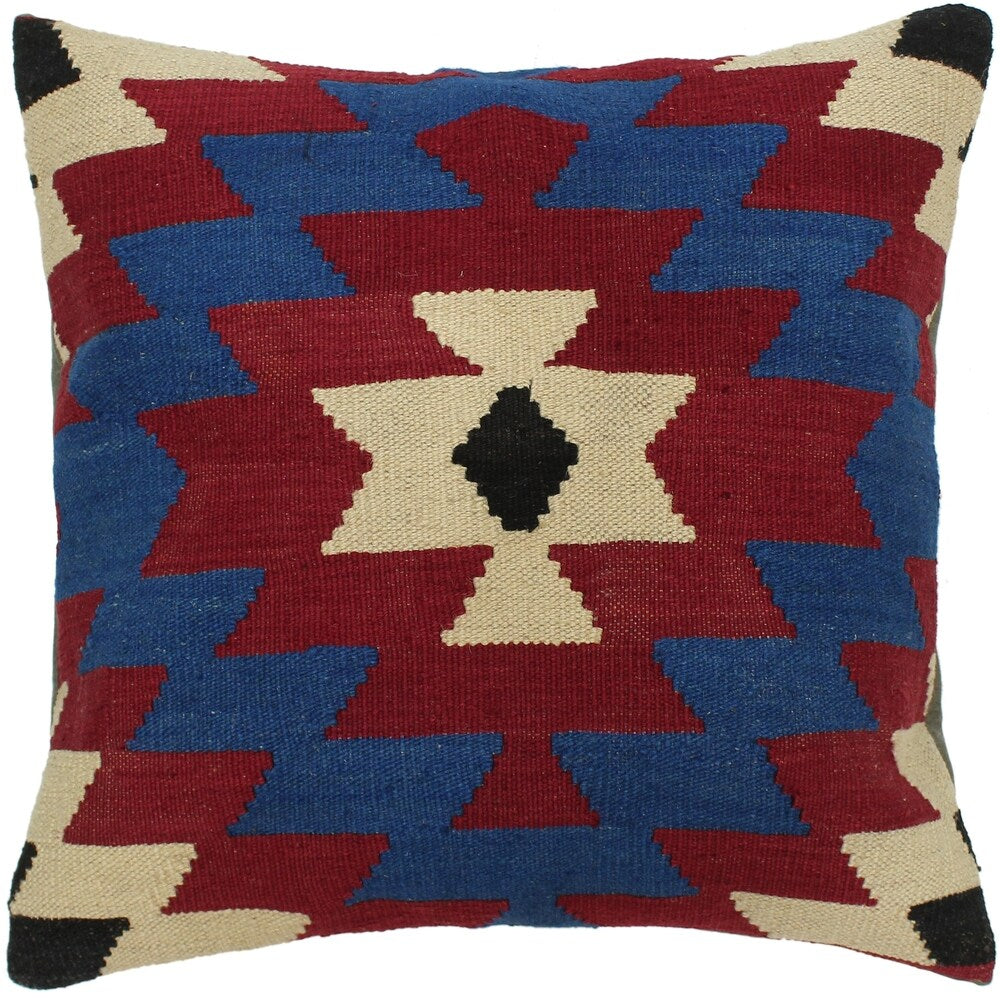 Arlinda Beige/Red Hand-Woven Kilim Throw Pillow - 1'8 x 1'8