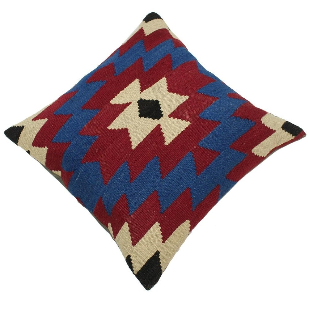 Arlinda Beige/Red Hand-Woven Kilim Throw Pillow - 1'8 x 1'8