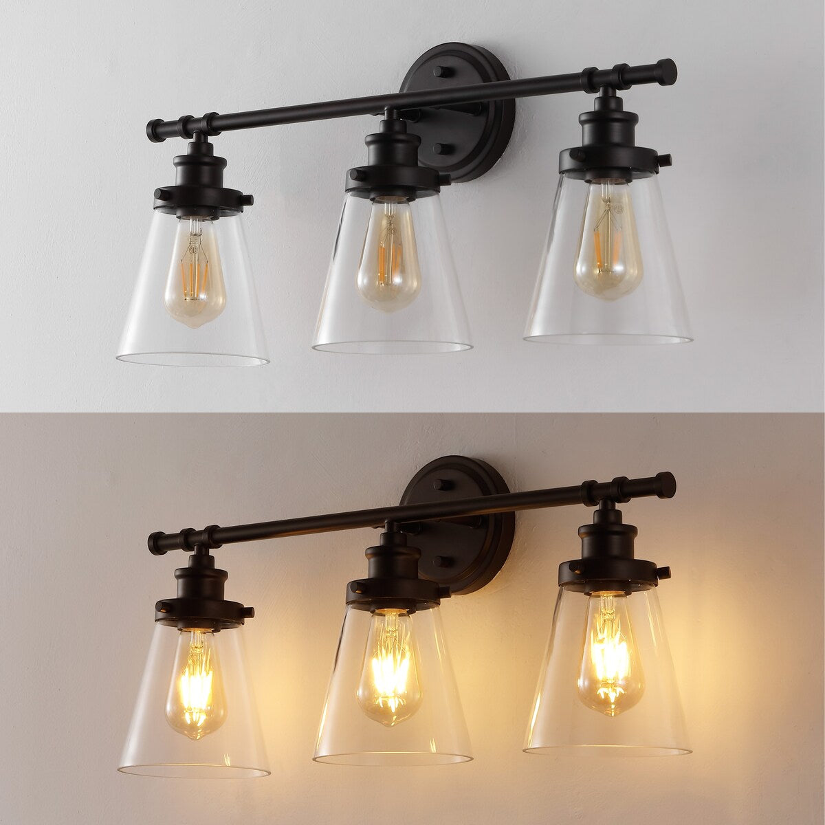 Arlo 23.75" 3-Light Traditional Farmhouse Vanity Light with Bathroom Hardware Accessory Set, (5-Piece) by JONATHAN Y